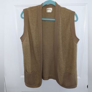 Vintage Fire Islander Size Large Women's Open Sweater Vest Brown USA